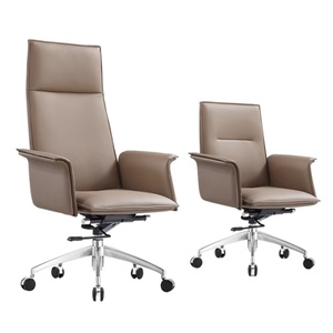 High Back Swivel Wooden Armrest Executive Ergonomic Genuine Leather Office Chair - Product Image 4