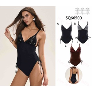 Costume da bagno intero HDJ Plus Size con controllo pancia, scollo a V profondo e laccetti laterali, modello conservativo da donna, taglie 44 46 48 50 52 54 - Product Image 3