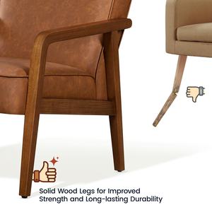 Sillón de Diseño Moderno de Mediados de Siglo, Color Marrón, <span class=keywords><strong>Individual</strong></span>, para Sala de Estar, Estilo Nórdico, Acogedor, de Tela, Cuero y Madera - Product Image 4