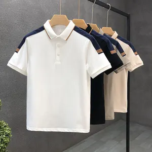 Polo Shirts Custom Colorblock Lapels Men T-shirt Personal Group Embroidered Mens Solid Color Polo Logo Custom