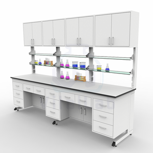 Reinweißer Wasserfester Metall-C-Rahmen Moderner Labor-Arbeitstisch Leicht zu Reinigender Schwebender Labortisch mit Steckdose - Product Image 3
