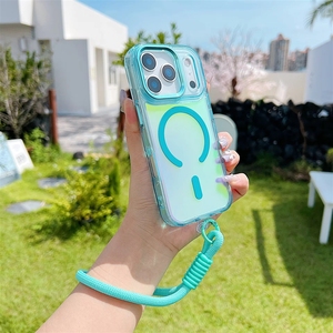 <span class=keywords><strong>Coque</strong></span> de téléphone complète magnétique transparente à changement de couleur brillante, design peint par pulvérisation, avec sangle et poignée, pour <span class=keywords><strong>iPhone</strong></span> 17 Pro - Product Image 2