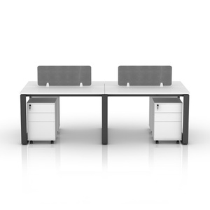 Meubles de bureau modernes Meet&CO, bureau cloisonné flexible pour 4 personnes, table en bois et en acier avec un design élégant - Product Image 1
