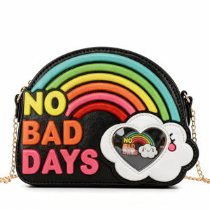 Sac Ita personnalisé arc-en-ciel avec inscription « NO BAD DAYS », sac bandoulière en cuir PU pour Y2K et streetwear - Product Image 5