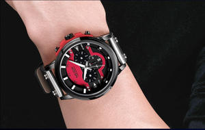 Montre pour hommes à la mode élégante sportive multifonctionnelle montre-bracelet à quartz calendrier en cuir véritable montre pour hommes - Product Image 5