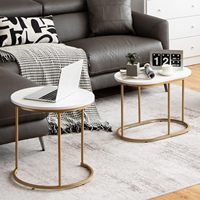 Tables basses ovales GYMAX en bois de bouleau, 2 pièces, extensibles, empilables, pliables, avec structure métallique, design moderne, pour salon, blanc 1