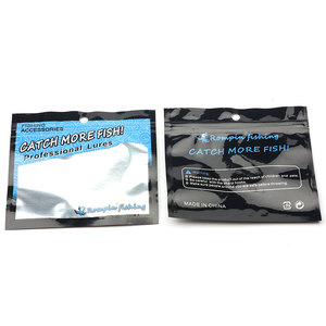 OEM plastic mylar clear window fishing lure bait packaging bag with hang hole