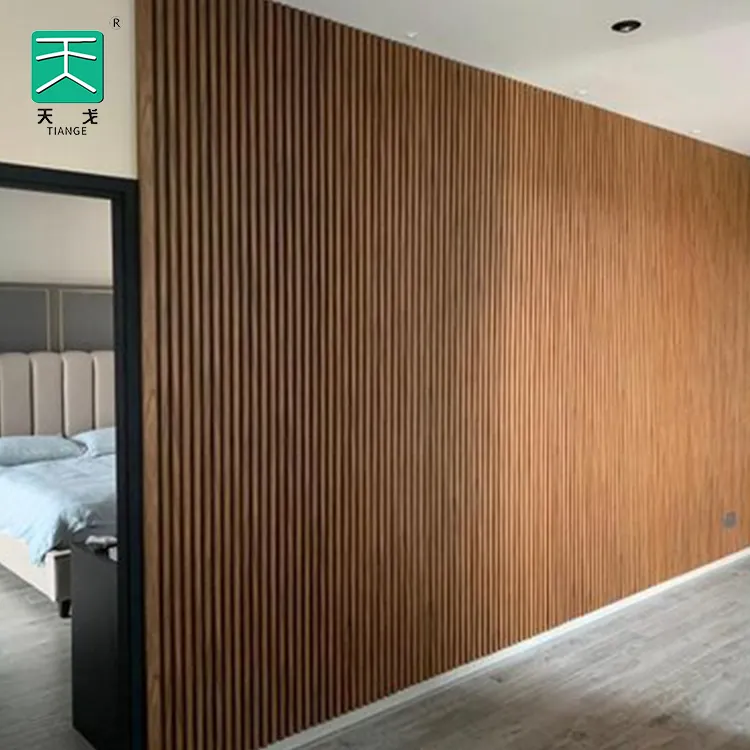 TianGeインテリア装飾溝付きグリルパイン無垢材パネル壁用