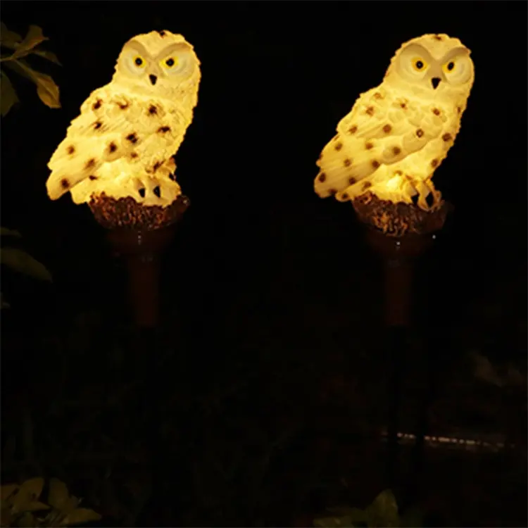 Novità Cute Owl Design Outdoor Solar Led Lamp resina impermeabile Light Terrace Decoration Mini Lamp Solar Garden Ground Light