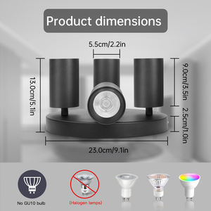 Spot de <span class=keywords><strong>plafond</strong></span> GU10 rotatif moderne et minimaliste, 4 directions, rond, blanc/noir, en métal, à montage en surface, pour <span class=keywords><strong>salon</strong></span> et maison - Vente chaude - Product Image 3