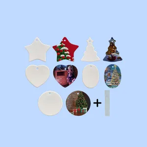 USA warehouse stock Christmas Ceramic Ornament Pendants Custom Photo Printed Round Sublimation Pendant Blanks For DIY printing