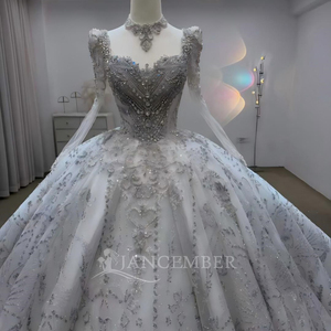 Robe de mariée de luxe Lsjj130, robes de bal de mariée ornées de perles, strass brillants, dentelle, design naturel pour les mariées Jancember - Product Image 4