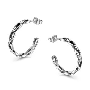 C-Shaped <b>Chain</b> Stud Earrings <b>Titanium</b> Steel Geometric Design Everyday Wear CF138 - Product Image 1