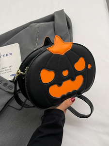 Bolso cruzado de diseño personalizado de fabricante al por mayor con detalles de cara de calabaza, bolso de hombro para niñas de Halloween - Product Image 4