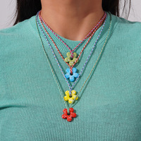 Verano 2025 Muti-Color cristal rojo flor collar único cuerda bloqueo flor suéter estilo Margarita flor gargantilla encanto collar