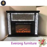 Tables console miroir avec cheminée électrique avec lumière led