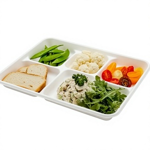 Platos de Bagazo de 6 Compartimentos, Vajilla Ecológica para Catering, Cafeterías, Zonas de Comida y Comidas Calientes - Product Image 1