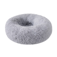 Vente en gros OEM, logo personnalisé, marque privée, fournisseur d'articles pour animaux, commande en gros, MOQ, lit pour animaux en forme de donut moelleux anti-anxiété et apaisant pour chiens et chats