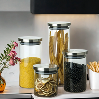 Bocaux à condiments en verre avec couvercle en acier inoxydable, récipients à épices, pots à assaisonnements, bouteilles de rangement, pots à miel multifonctionnels