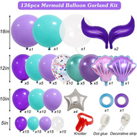 Kit de guirlande de ballons queue de sirène ballons de confettis vert violet pour l'obtention du diplôme décorations de fête d'école arrière fête d'anniversaire