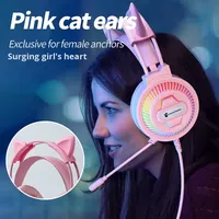 Casque de jeu filaire circum-auriculaire avec annulation active du bruit (ANC), éclairage RGB, commandes tactiles, micro USB, aviation, téléphone mobile