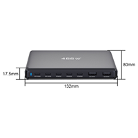 Station de charge Mindpure 455W GaN, chargeur USB C de bureau à 7 ports, 5 USB-C, 2 USB-A, PD 100W, 65W, charge rapide pour ordinateurs portables