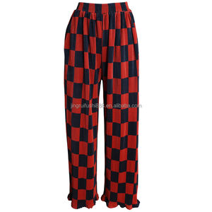 Pantaloni Plissettati da <span class=keywords><strong>Donna</strong></span> alla Moda in <span class=keywords><strong>4</strong></span> Colori con Elastico in Vita e Tasche in Tessuto Satinato Stropicciato a Quadri - Product Image 2