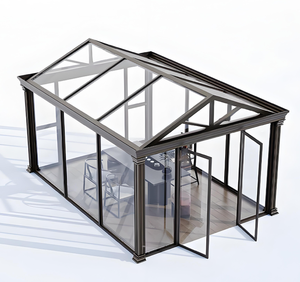 Kit de serre contemporaine en verre trempé super résistant au vent, cadre en aluminium de haute épaisseur, toit plat pour utilisation en extérieur, hôtel - Product Image 3