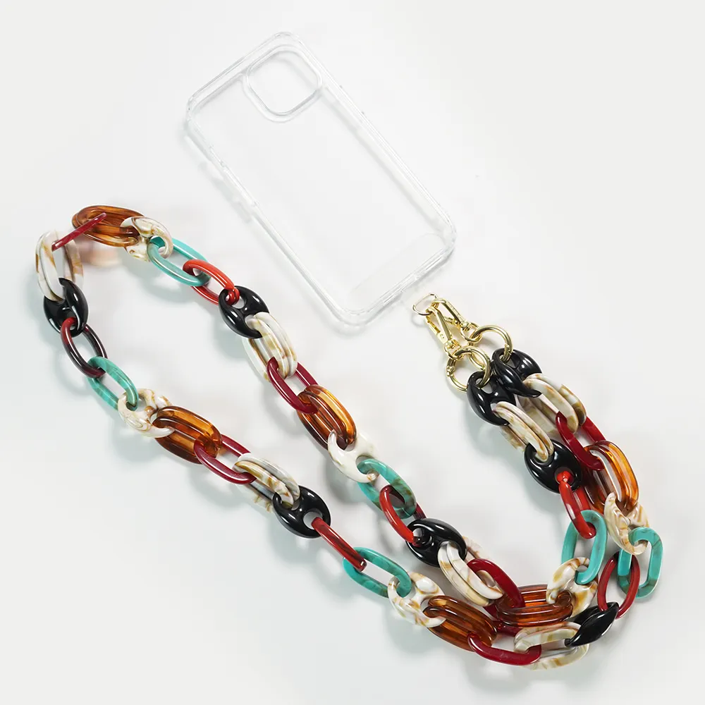 Multi Purpose Adjustable Colorful Acrylic Chunky Phone Chain Charms Women Mobile Phone Strap Holder cell phone lanyard