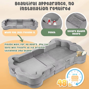 Cama de Viaje Plegable Portátil para Niños Pequeños, Diseño de Patas, Espuma de Alta Densidad, Color Gris, Muebles Infantiles para Dormir - Product Image 3
