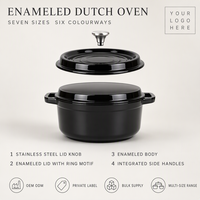 Cocotte en fonte émaillée Joho de 20 cm à 32 cm, ronde, antiadhésive, compatible four, vente en gros, fournisseur d'articles de cuisine OEM ODM