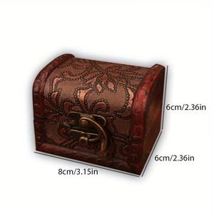 Caja de Almacenamiento de Joyas Estilo Cuero Vintage, Cofre Pequeño de Madera Rústica para Guardar Objetos Personales <span class=keywords><strong>y</strong></span> Recuerdos, Caja de Madera de Oud - Product Image 3