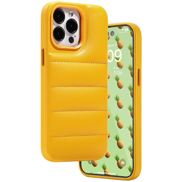 New Wholesale Designer Cotton Down Jacket Phone case Cute Soft Luxury Leather Candy Color Puffer Cover for iPhone 14 13 Pro Max