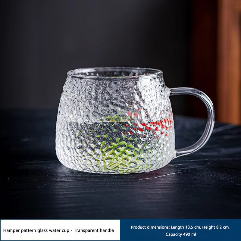 Hamper pattern glass cup - transparent handle