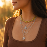 Nouveau collier superposé avec pendentif lune en pierres irrégulières pour femme, style vacances, perles