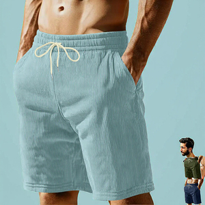 Pantalones Cortos Deportivos de Alta Calidad para Hombre, Cintura Media de 5 Pulgadas, Verano, Casuales, con Cordón, de Pana Tejida, con Logotipo Personalizado, para Actividades al Aire Libre - Product Image 2
