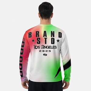 2025 Short Sleeve T-Shirt 100% Cotton Silk Screen Printed Formal Solid Gradient Color Street Style <b>Men's</b> Knitted <b>Turtleneck</b> - Product Image 6