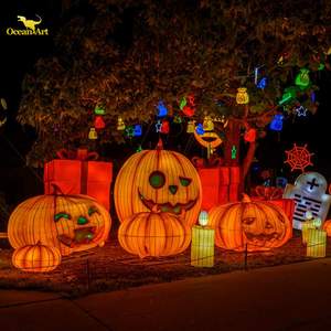 Arte Colorido Linterna Tema de Halloween Linterna Entrada al aire libre Decoración Calabaza Linterna - Product Image 5