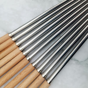 Палочки для еды из нержавеющей стали с деревянной ручкой, с подарочной коробкой - Product Image 4