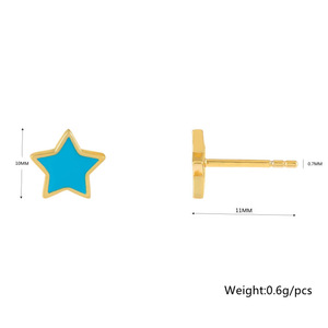 ZUOLA Venta al por Mayor <span class=keywords><strong>de</strong></span> Moda, Pendientes <span class=keywords><strong>de</strong></span> Plata 925 con Baño <span class=keywords><strong>de</strong></span> Oro <span class=keywords><strong>de</strong></span> 18k, Diseño <span class=keywords><strong>de</strong></span> Corazón y Estrella con Pintura al Óleo para Mujeres y Niñas - Product Image 6