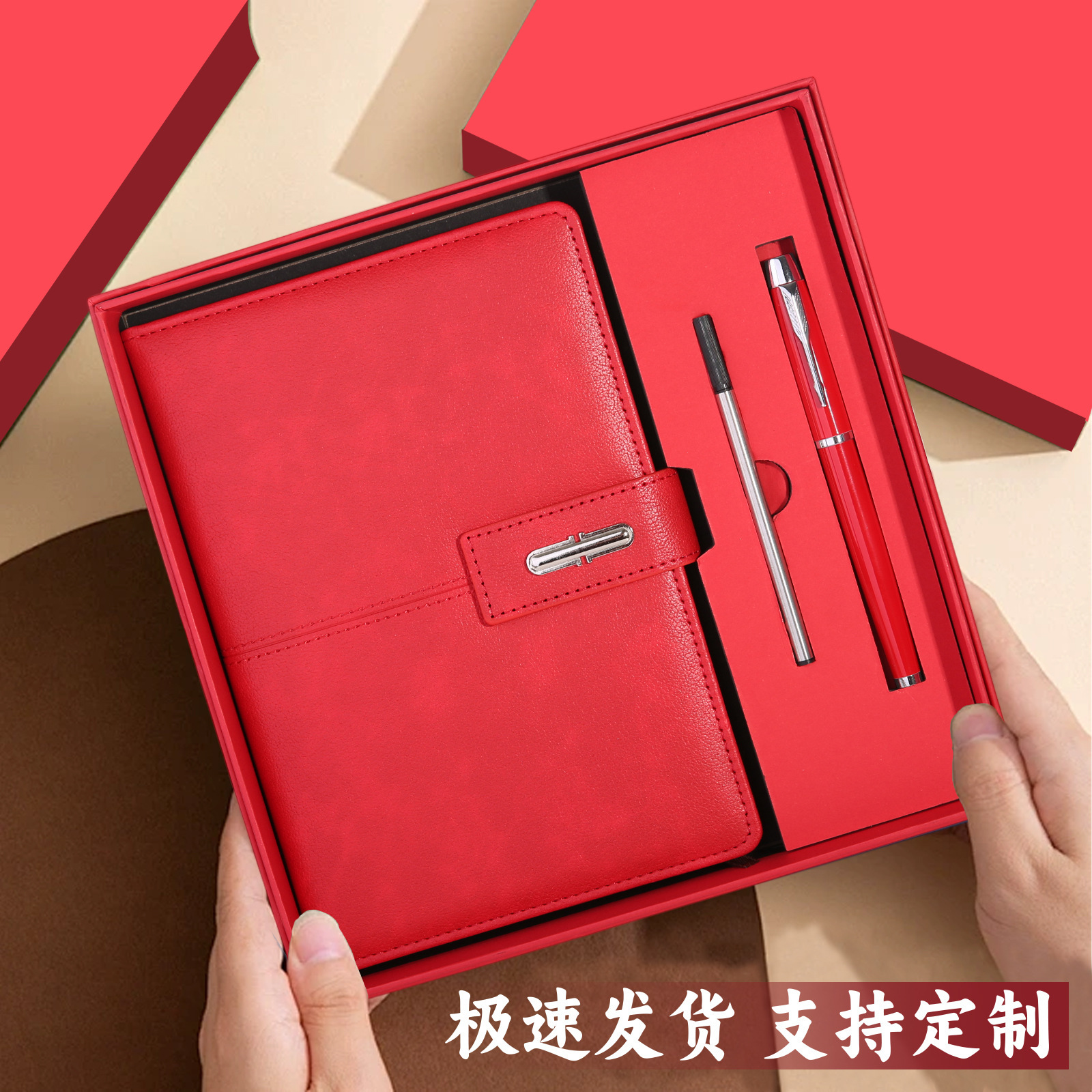Coffret cadeau recharge stylo clip-laque lincoln rouge A5