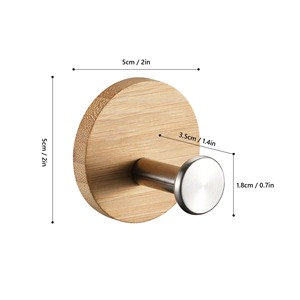 Gancho de madera de bambú de acero inoxidable YOTO Sin perforación Sin rastro Adhesivo fuerte Gancho de toalla de madera <span class=keywords><strong>Puerta</strong></span> de <span class=keywords><strong>baño</strong></span> Muestra gratis - Product Image 4