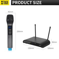 XTUGA DX02 - Sistema de Micrófono Inalámbrico UHF Dinámico de 2 Canales, XLR, 50m, Recargable, Diseño de Mano, para Karaoke, Gran Venta