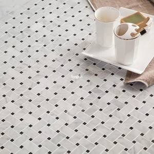 Carrara White Mix Black Basketweave Art Mármol Mosaico Azulejo Edificio de oficinas <span class=keywords><strong>Piso</strong></span> de apartamento Mármol blanco - Product Image 5