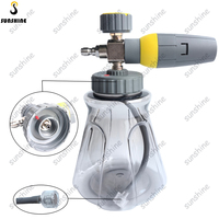 Lance à mousse épaisse SS Upgraded Easy Lock Snow Foam Blaster avec bouteille transparente, canon à mousse réglable pour le lavage de voiture