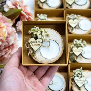 Rustic Custom Eco-Friendly Handmade Wedding Favors Shower Birthday Gifts Wooden <strong>Tealight</strong> Candle <strong>Holder</strong> for Guests - Product Image 5