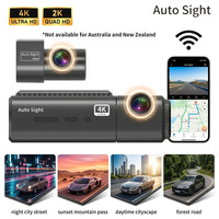 Caméra de tableau de bord WiFi K+2K pour voiture, GPS, vision nocturne 4K, enregistrement en boucle, caméra de tableau de bord avant et arrière, vision nocturne pour voitures