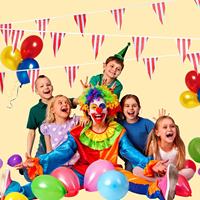 Guirlande de fanions rayés rouge et blanc de 10 m pour décorations de fête sur le thème du cirque et du carnaval, ouverture grandeur nature, événement extérieur