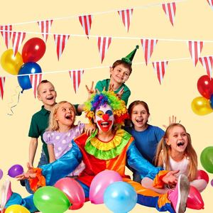 Guirnalda de Banderines a Rayas Rojas y Blancas de 10 Metros para Decoración de Fiestas Temáticas de <span class=keywords><strong>Circo</strong></span> y Carnaval, Inauguraciones y Eventos al Aire Libre - Product Image 3