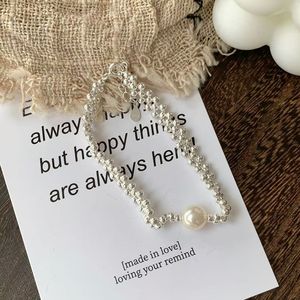 สร้อยข้อมือไข่มุกประดับเม็ดเงินแท้ S925 สไตล์เกาหลีใต้สุดน่ารักสำหรับผู้หญิง - Product Image 1